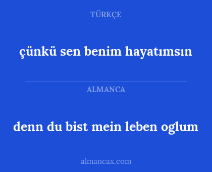 denn du bist mein leben oglum - çünkü sen benim hayatımsın