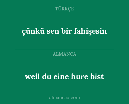weil du eine hure bist - çünkü sen bir fahişesin