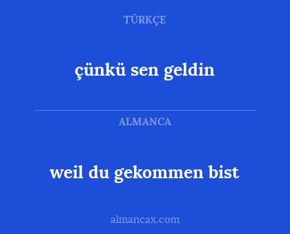 çünkü sen geldin - weil du gekommen bist