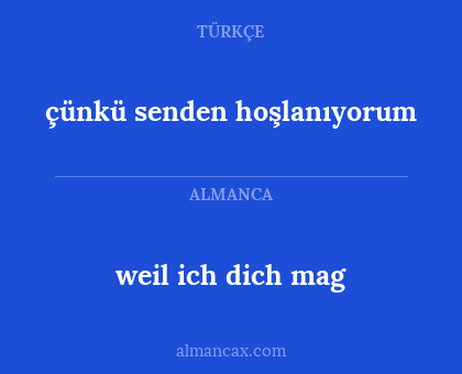 çünkü senden hoşlanıyorum - weil ich dich mag