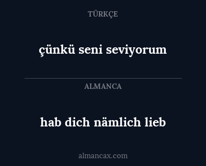 hab dich nämlich lieb - çünkü seni seviyorum