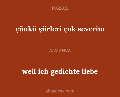 weil ich gedichte liebe - çünkü şiirleri çok severim