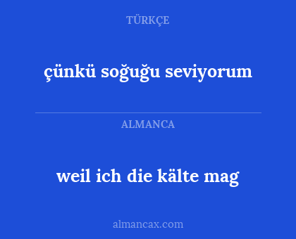 weil ich die kälte mag - çünkü soğuğu seviyorum