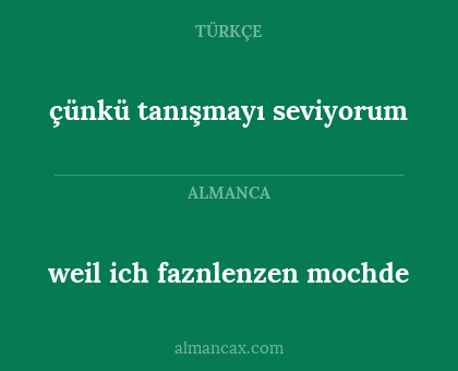 çünkü tanışmayı seviyorum - weil ich faznlenzen mochde