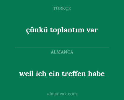 weil ich ein treffen habe - çünkü toplantım var
