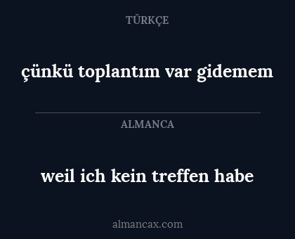 çünkü toplantım var gidemem - weil ich kein treffen habe
