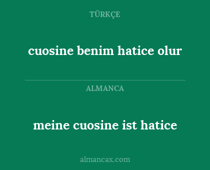 cuosine benim hatice olur - meine cuosine ist hatice