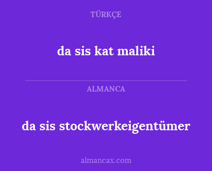 da sis stockwerkeigentümer - da sis kat maliki