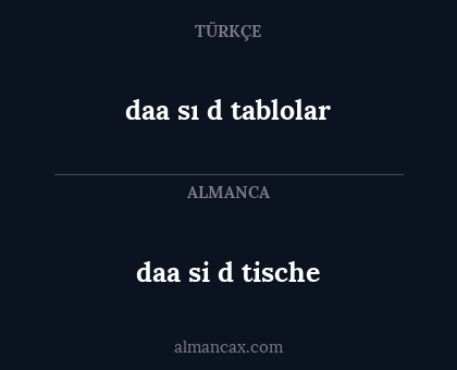 daa sı d tablolar - daa si d tische