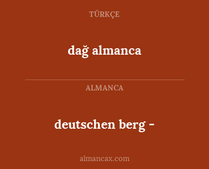 dağ almanca - deutschen berg -