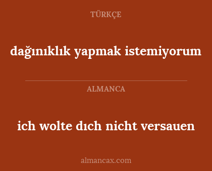 ich wolte dıch nicht versauen - dağınıklık yapmak istemiyorum