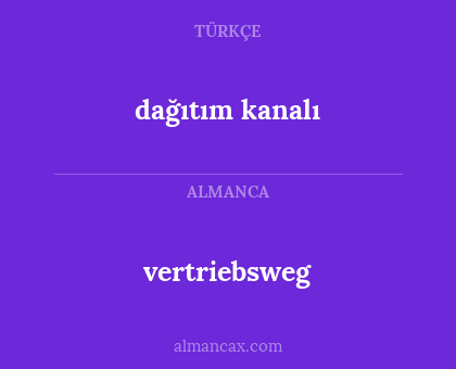 vertriebsweg - dağıtım kanalı