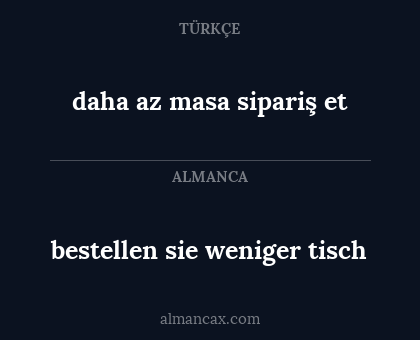 daha az masa sipariş et - bestellen sie weniger tisch