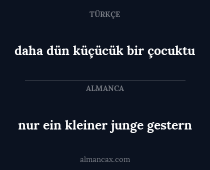 nur ein kleiner junge gestern - daha dün küçücük bir çocuktu