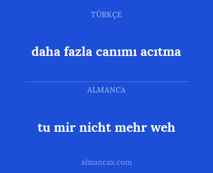 daha fazla canımı acıtma - tu mir nicht mehr weh