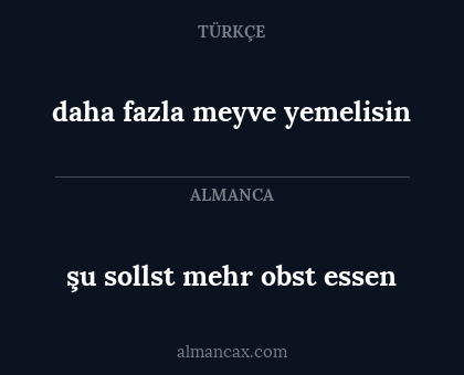 şu sollst mehr obst essen - daha fazla meyve yemelisin