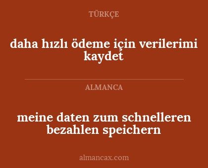 meine daten zum schnelleren bezahlen speichern - daha hızlı ödeme için verilerimi kaydet