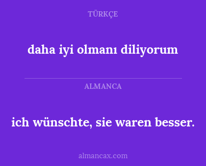 daha iyi olmanı diliyorum - ich wünschte, sie waren besser.