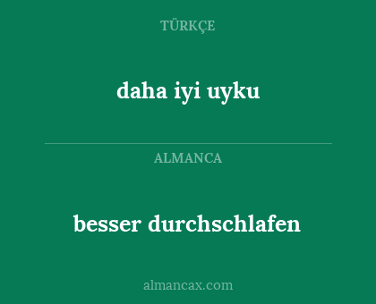 besser durchschlafen - daha iyi uyku