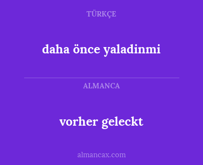vorher geleckt - daha önce yaladinmi
