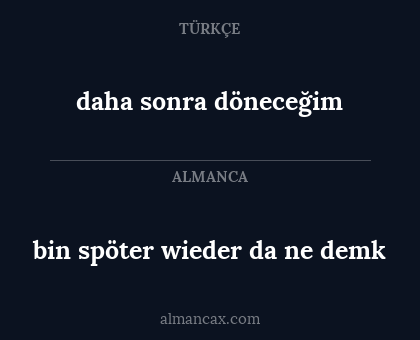 daha sonra döneceğim - bin spöter wieder da ne demk