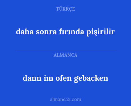 dann im ofen gebacken - daha sonra fırında pişirilir