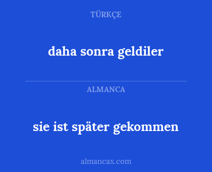 sie ist später gekommen - daha sonra geldiler