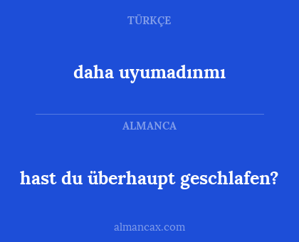 daha uyumadınmı - hast du überhaupt geschlafen?