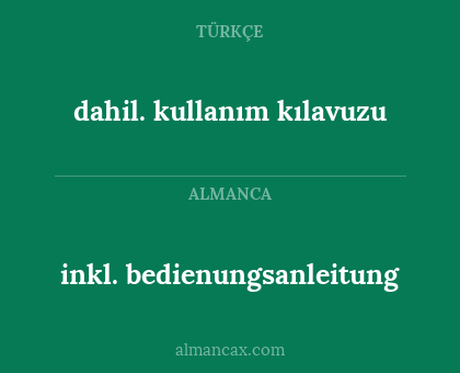 dahil. kullanım kılavuzu - inkl. bedienungsanleitung