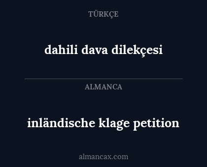 dahili dava dilekçesi - inländische klage petition