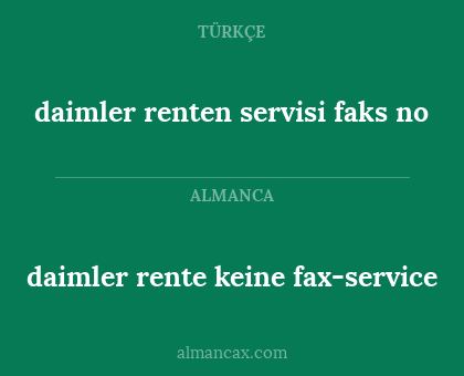 daimler rente keine fax-service - daimler renten servisi faks no
