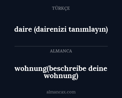 daire (dairenizi tanımlayın) - wohnung(beschreibe deine wohnung)