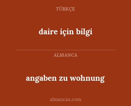 daire için bilgi - angaben zu wohnung