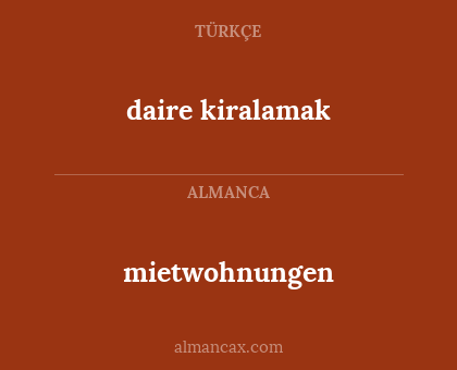 mietwohnungen - daire kiralamak