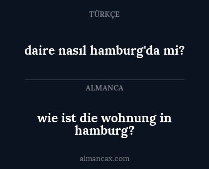 wie ist die wohnung in hamburg? - daire nasıl hamburg'da mi?