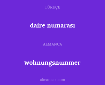 wohnungsnummer - daire numarası