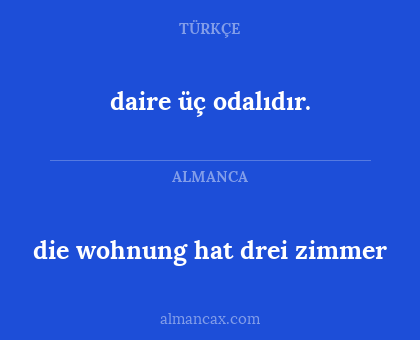 die wohnung hat drei zimmer - daire üç odalıdır.