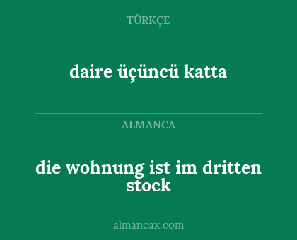 die wohnung ist im dritten stock - daire üçüncü katta