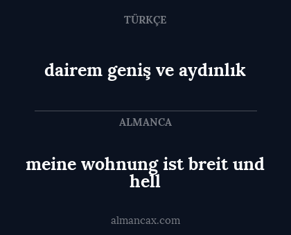 meine wohnung ist breit und hell - dairem geniş ve aydınlık