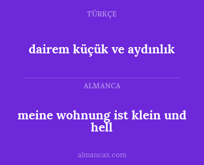 dairem küçük ve aydınlık - meine wohnung ist klein und hell