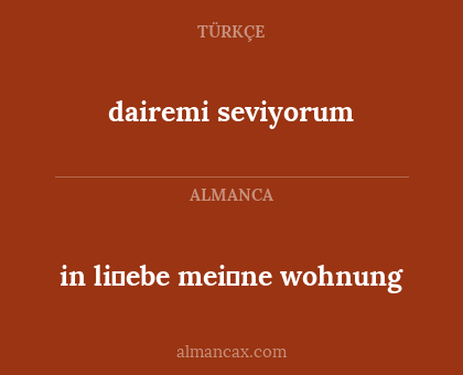 dairemi seviyorum - in li̇ebe mei̇ne wohnung