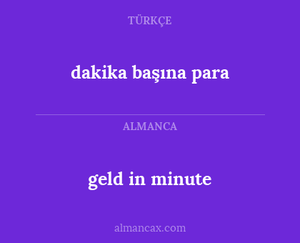 geld in minute - dakika başına para