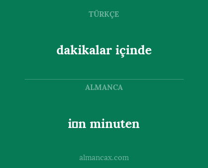 dakikalar içinde - i̇n minuten
