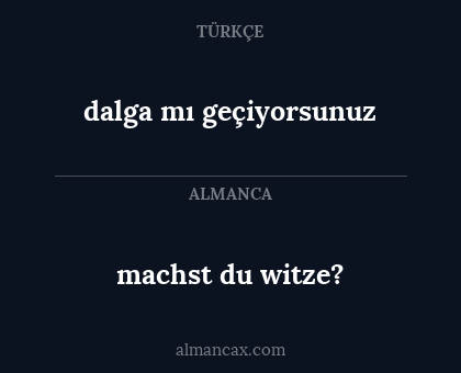 dalga mı geçiyorsunuz - machst du witze?