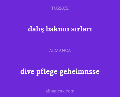 dalış bakımı sırları - dive pflege geheimnsse