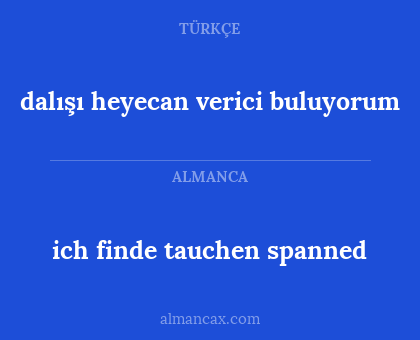 dalışı heyecan verici buluyorum - ich finde tauchen spanned