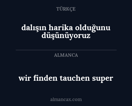wir finden tauchen super - dalışın harika olduğunu düşünüyoruz