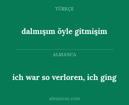 ich war so verloren, ich ging - dalmışım öyle gitmişim