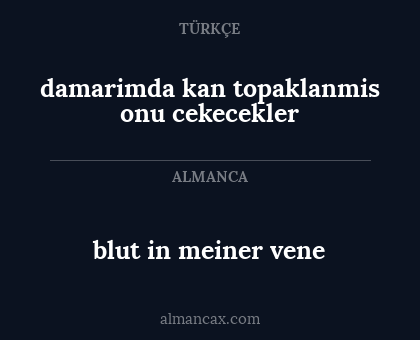 damarimda kan topaklanmis onu cekecekler - blut in meiner vene