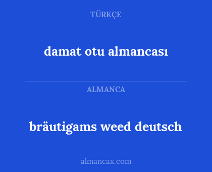 bräutigams weed deutsch - damat otu almancası